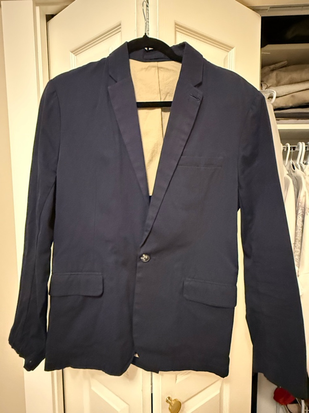Men's Navy Single-Button Sport Coat Blazer